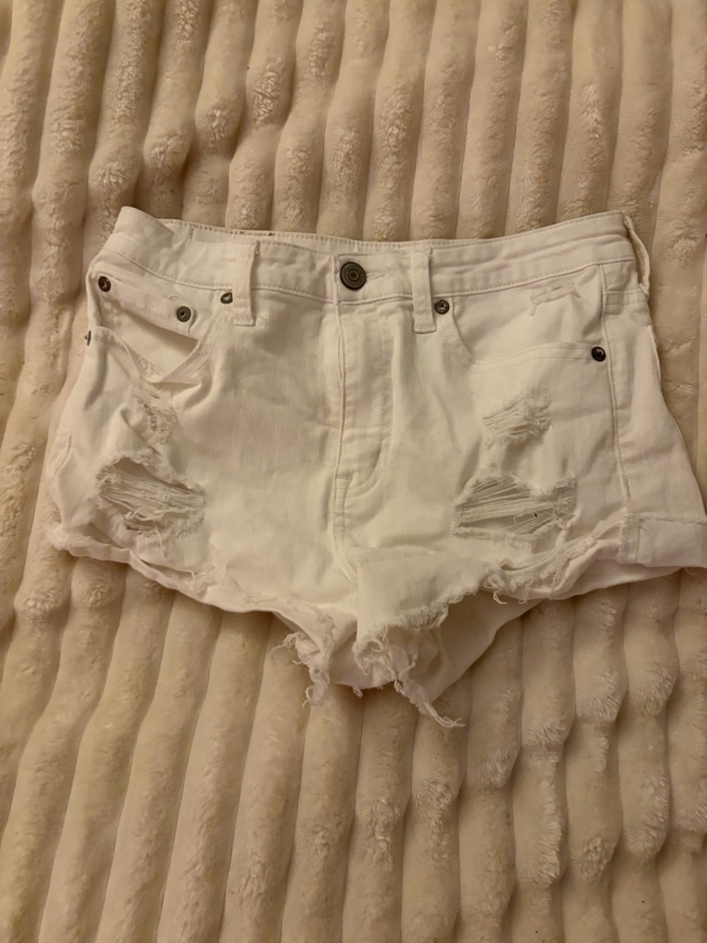White Distressed Women's Denim Shorts - Casual Summer Cutoffs